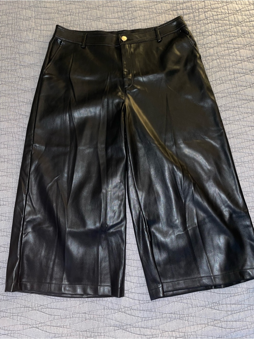 NWT Marc New York Black Pleather Wide Leg Cropped Pants Size 16